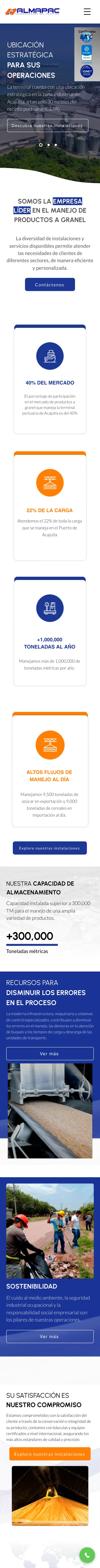 Sitio de ALMAPAC en un teléfono