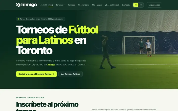 Sitio de Himigo Leagues en una laptop