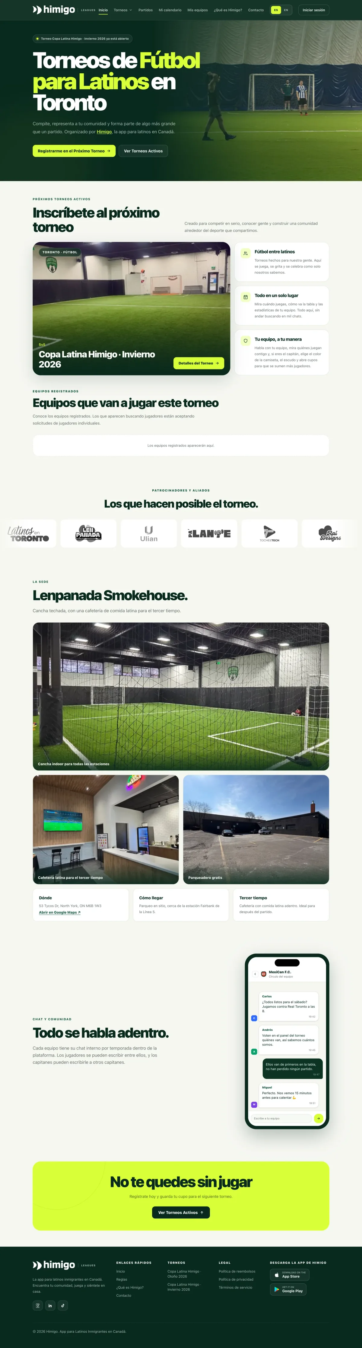 Sitio de Himigo Leagues en una laptop