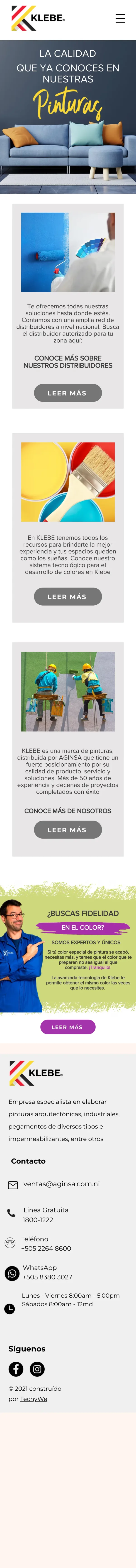 Sitio de Klebe en un teléfono