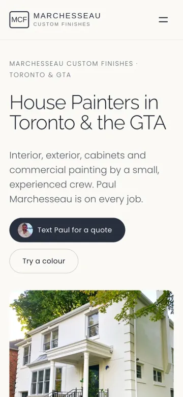 Sitio de Marchesseau Custom Finishes en un teléfono